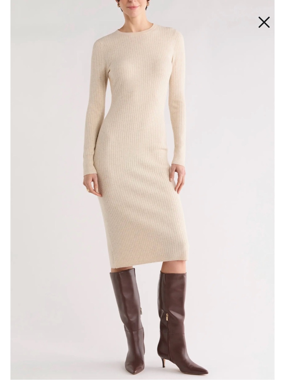 Long Sleeve Rib Sweater Dress